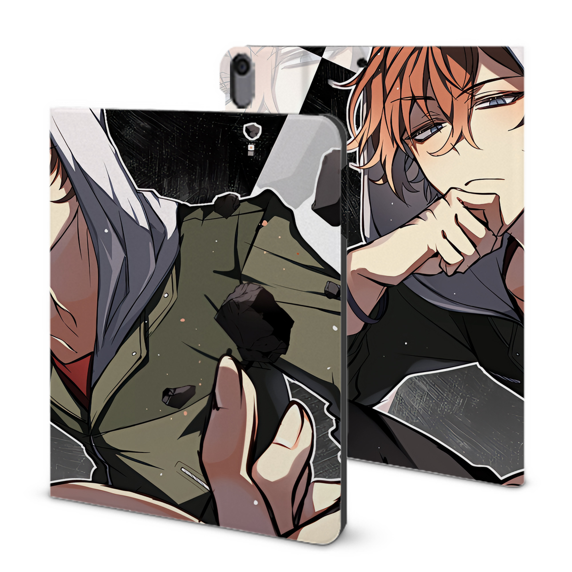 （画像用） 文豪ストレイドッグス Bungo Stray Dogs IPad ケース ブック型 PUレザー TPU 耐衝撃 軽量 薄型 ペン収納なし 全面保護 IPad 各モデル対応